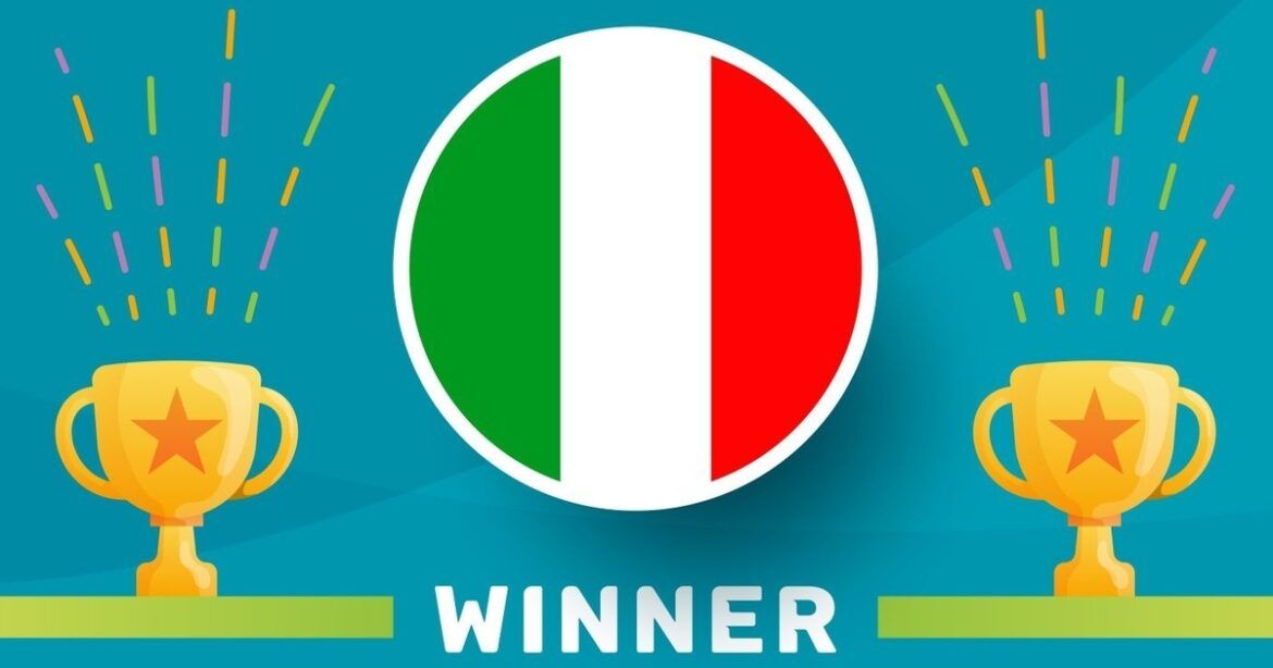 Italy Flag and football trophy